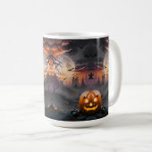 Mug Arrière - plan d'Halloween en tons orange et gris (Devant droit)