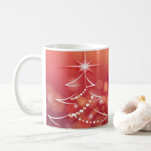 Mug Arrière - plan d'hiver avec arbre de Noël (Avec donut)