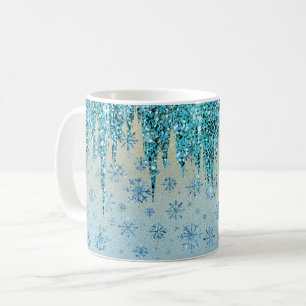 Mug Arrière - plan d'hiver Sparkling Icicle et Snowfla