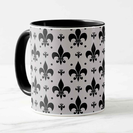 Mug Arrière - plan gris Fleur-de-lis Motif Design