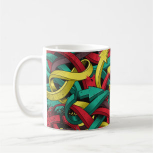 Mug Arrière - plan incolore de Graffiti sur le noir b