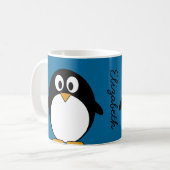 Mug arrière - plan mignon de bleu de pingouin de bande (Devant gauche)