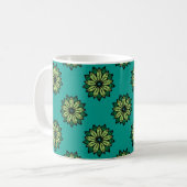 Mug Arrière - plan motif sans couture à feuilles verte (Devant gauche)