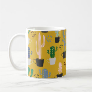 Mug Arrière - plan motif sans couture Cactus. Col tiré