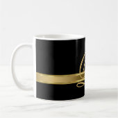 Mug Arrière - plan noir avec bande d'or (Gauche)