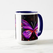 Mug Arrière - plan noir de papillon violet (Devant droit)