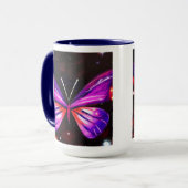 Mug Arrière - plan noir de papillon violet (Devant gauche)