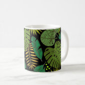 Mug Arrière - plan noir Feuille tropical (Devant droit)