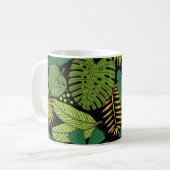 Mug Arrière - plan noir Feuille tropical (Devant gauche)