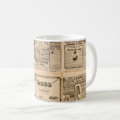 Mug Arrière - plan papier usagé. Page de journal ancie (Devant droit)