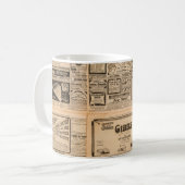 Mug Arrière - plan papier usagé. Page de journal ancie (Devant gauche)