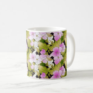 Mug Arrière - plan rose blanc vert motif floral