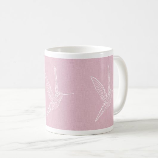 Mug Arrière - plan rose colibri blanc (Devant droit)