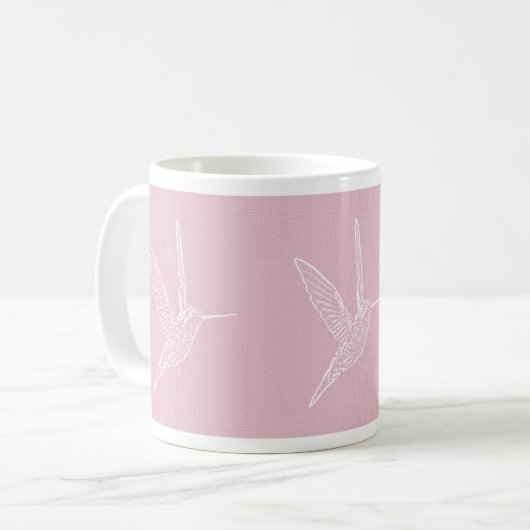 Mug Arrière - plan rose colibri blanc (Devant gauche)