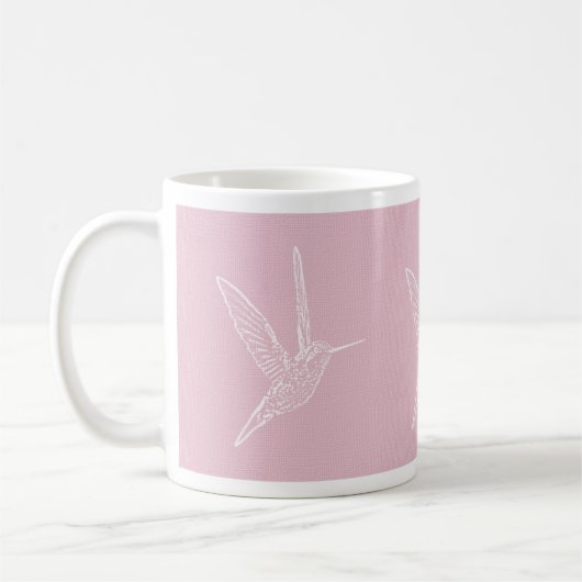 Mug Arrière - plan rose colibri blanc (Gauche)