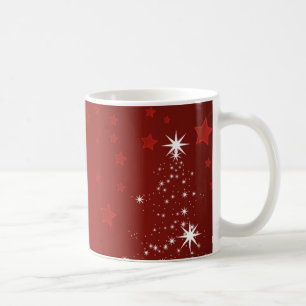 Mug Arrière - plan rouge avec sapin de Noël étoilé