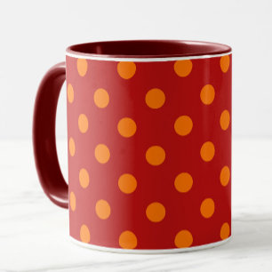 Mug Arrière - plan rouge Orange Pois Design