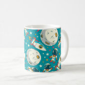 Mug Arrière - plan sans couture avec astronautes de do (Devant droit)