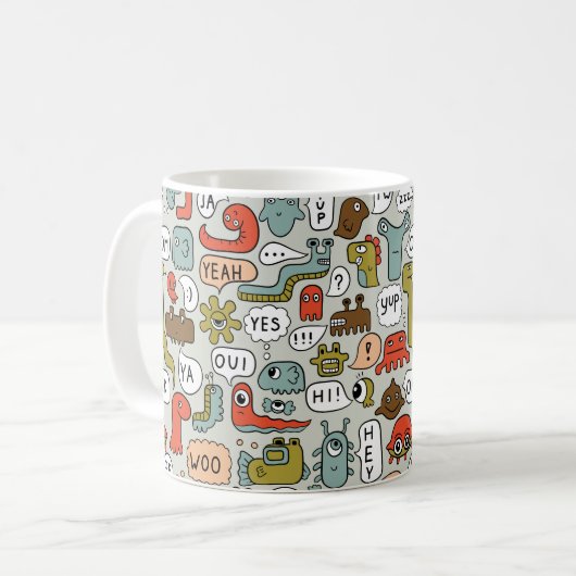 Mug arrière - plan sans soudure avec de mignons monstr (Devant gauche)