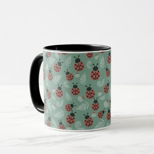Mug Arrière - plan vert de la forêt de Ladybugs (Devant gauche)