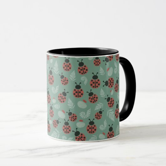 Mug Arrière - plan vert de la forêt de Ladybugs (Devant droit)