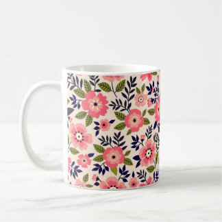 Mug arrière - plan vintage floral, fleurs rose chatoya