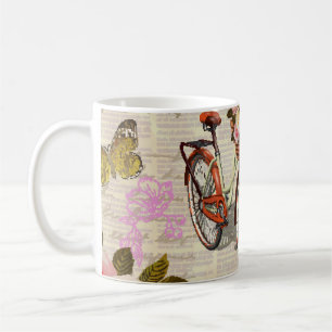 Mug Arrière - plan vintage sans couture avec roses, pa
