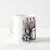 Mug Arrosage, Art noir & blanc, Art du printemps, (Devant gauche)