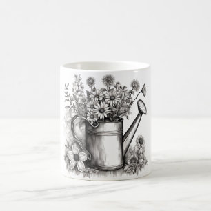 Mug Arrosage, Art noir & blanc, Art du printemps,