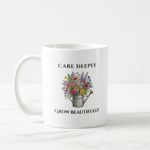 Mug Arrosoir avec fleurs Gif d'art de jardin botanique