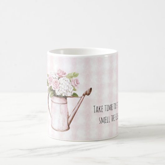 Mug Arrosoir Fleurs Blanches Roses Roses (Centre)