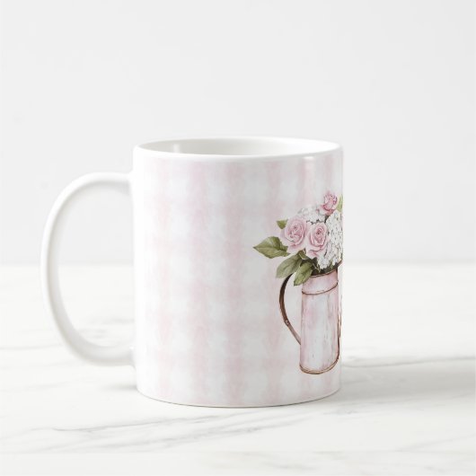 Mug Arrosoir Fleurs Blanches Roses Roses (Gauche)