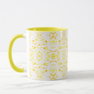 Mug Art à la gouache abstrait jaune blanc Firebrand