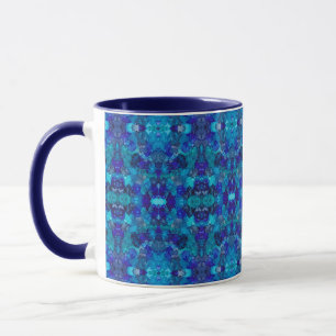 Mug Art abstrait à l'encre alcoolique bleu océanique