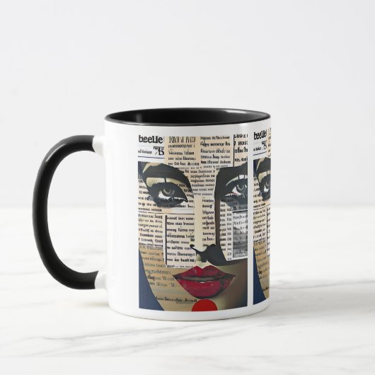 Mug Art abstrait | Art textuel numérique du visage d'u (Gauche)