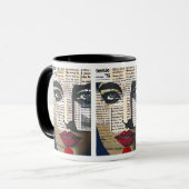 Mug Art abstrait | Art textuel numérique du visage d'u (Devant gauche)