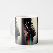 Mug Art abstrait boho avec visage de fille (Devant gauche)