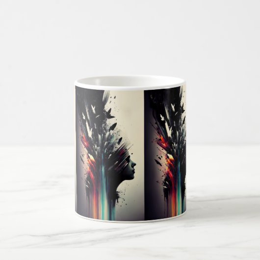 Mug Art abstrait boho avec visage de fille (Centre)