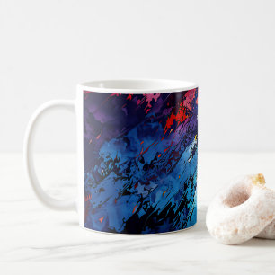 Mug Art abstrait contemporain bleu rouge Blue Ember