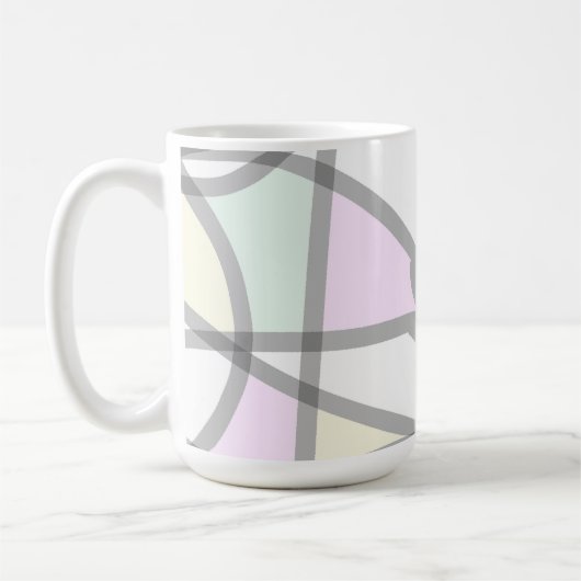 Mug Art Abstrait Corail beige clair rose jaune (Gauche)