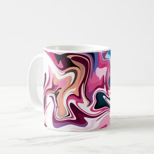 Mug Art abstrait de tourbillon de fluide en rose, blan (Devant gauche)