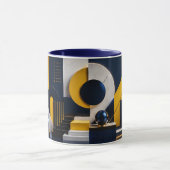 Mug Art abstrait dynamique avec marine, or et marbre (Centre)