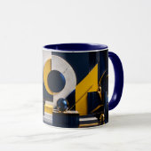 Mug Art abstrait dynamique avec marine, or et marbre (Devant droit)