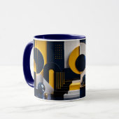 Mug Art abstrait dynamique avec marine, or et marbre (Devant gauche)