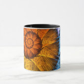 Mug Art Abstrait Fleurs Orange Jaune Bleu (Centre)