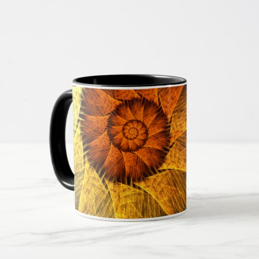 Mug Art Abstrait Fleurs Orange Jaune Bleu (Devant gauche)