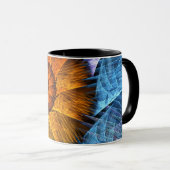 Mug Art Abstrait Fleurs Orange Jaune Bleu (Devant droit)