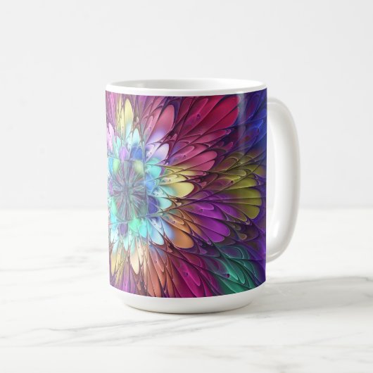 Mug Art abstrait fractal de fleurs psychédéliques colo (Devant droit)