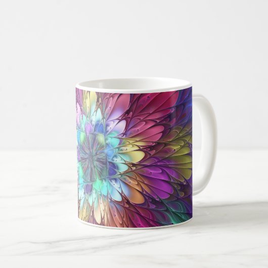 Mug Art abstrait fractal de fleurs psychédéliques colo (Devant droit)