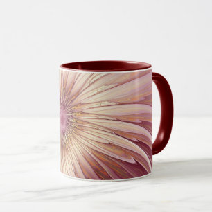 Mug Art Abstrait Fractal Fleur & Tons de Bourgogne